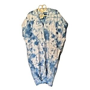 Miranda Bennett Studio Everyday Dress Linen Midi Blue Tie Dye Size 1 - HTF Color
